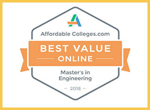 AffordableColleges.com, Best Value for Master's in Engineering 2018badge