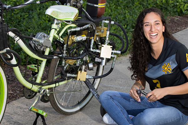 mechanical engineering master with bicycle