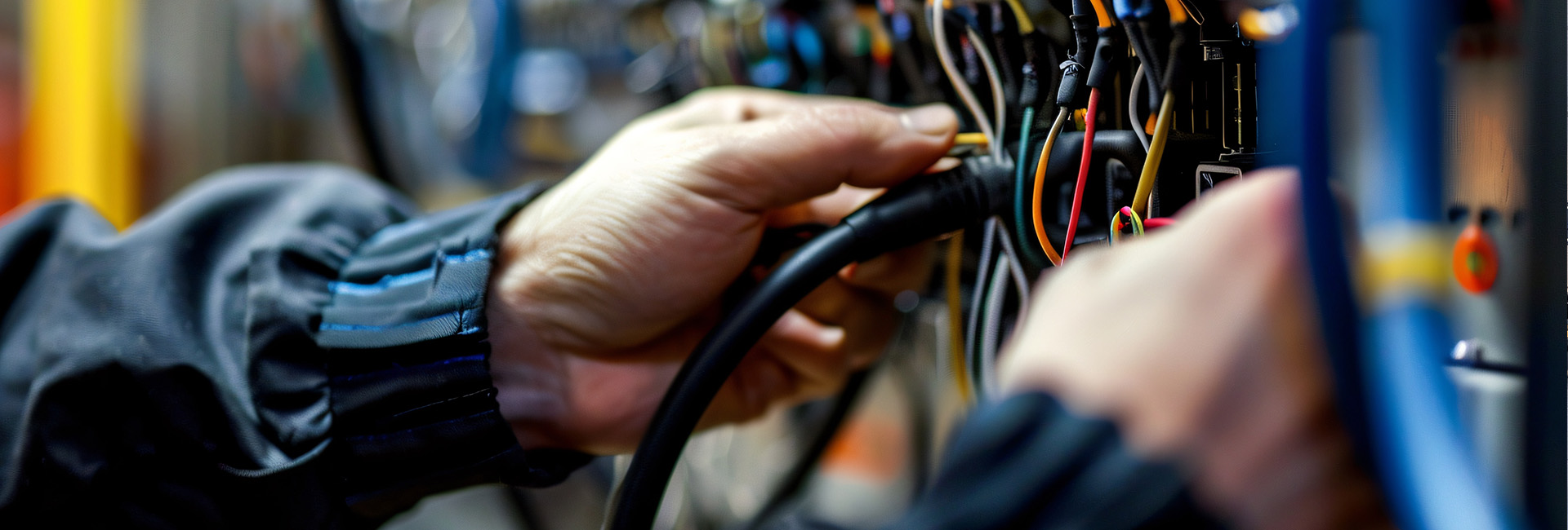 hands working on electrical wires