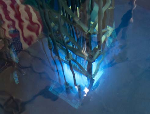 KSU blue nuclear reactor glowing under water