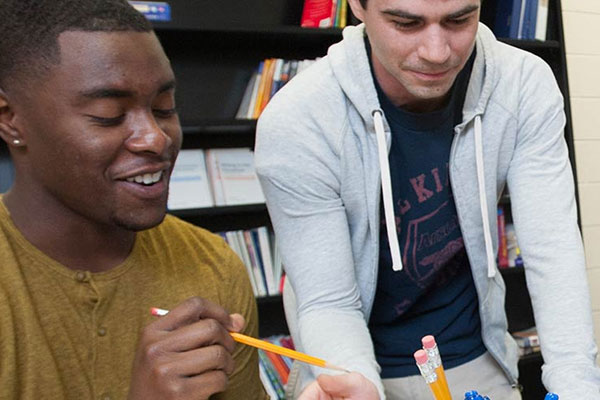 students in the writing center