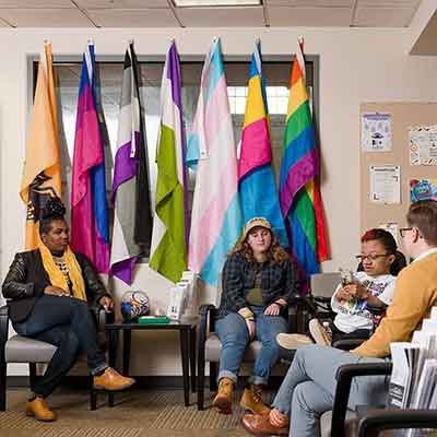 students in the lgbtq+ resource center