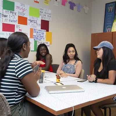 group of KSU students at the women's resource center.