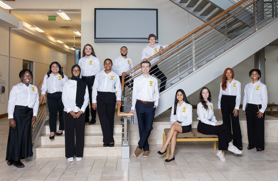 KES students on the stairs