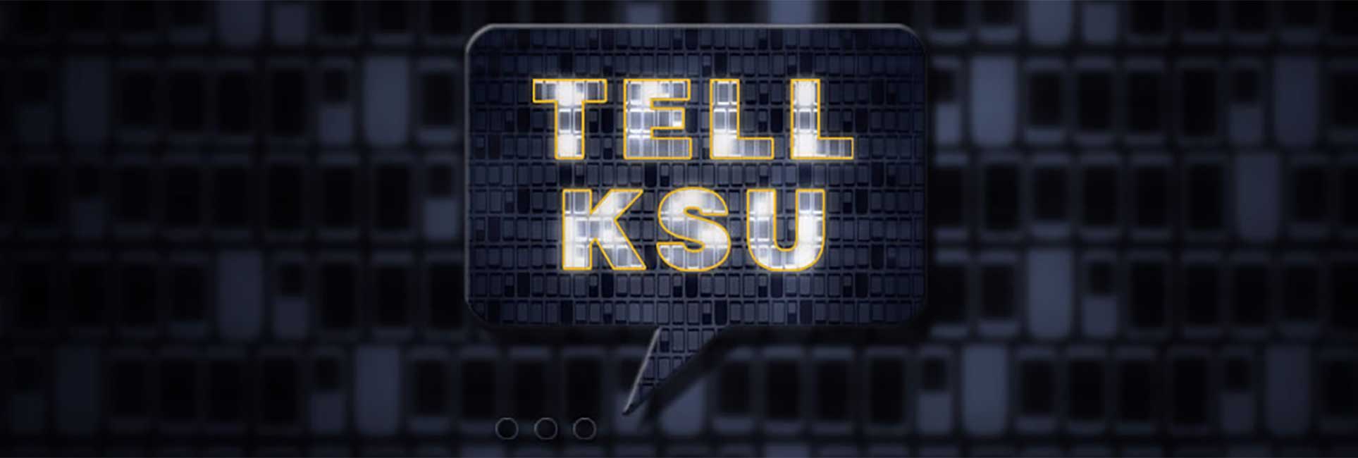 tell ksu in voice bubble with black background of cell phones