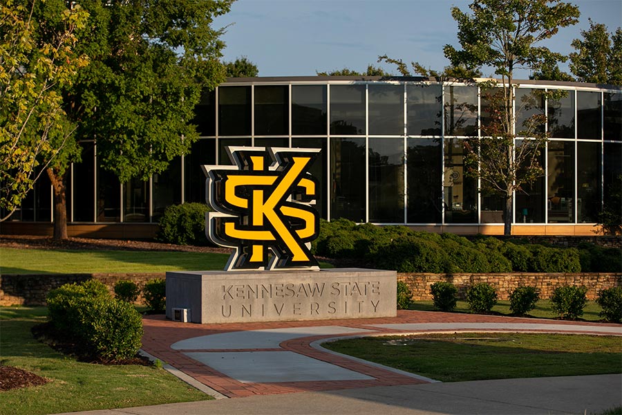 "KS" Kennesaw State University statue.