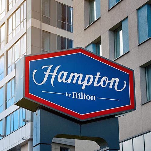 Hampton by Hilton sign.