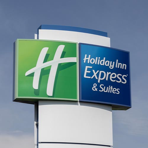 Holiday Inn Express sign.