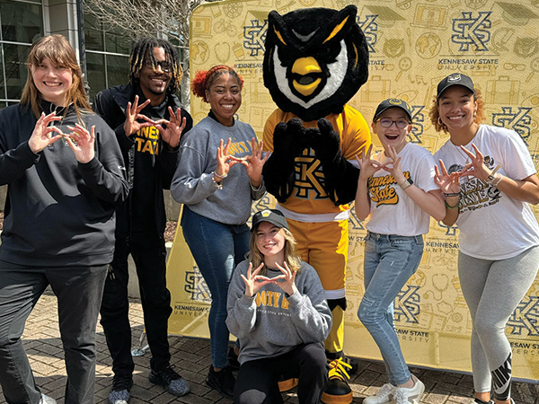 Brand ambassadors with KSU mascot Scrappy