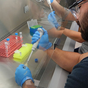 photo of hands handling biomarkers in the lab
